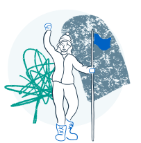 Illustration of a person holding up a flag
