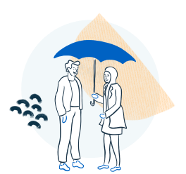 Illustration of someone holding an umbrella for another person